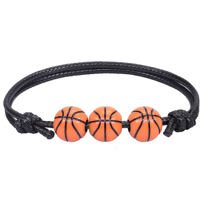 Wholesale Bracelet Basketball Baseball Wax Thread Braided Tennis Rugby Bracelet MOQ≥2 JDC-BT-Yiye026