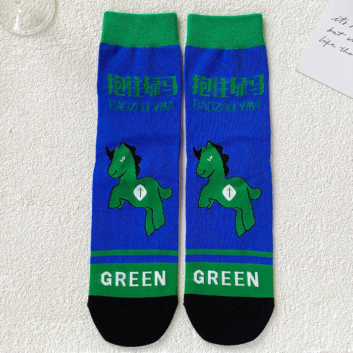 Wholesale mid tube socks green summer long tube letters street personality sports cotton socks JDC-SK-CYu009