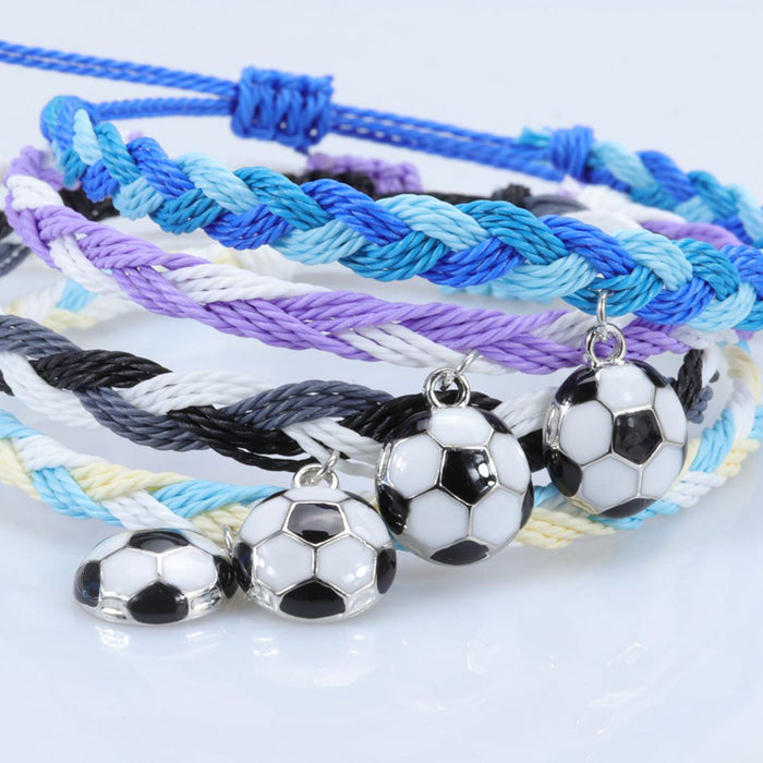 Wholesale Bracelet Alloy Wax Thread Hand Woven Football MOQ≥2 JDC-BT-YIYe037