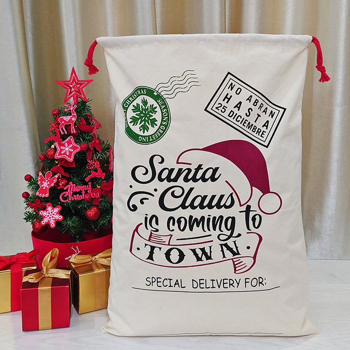 Wholesale Gift Bag Christmas Canvas Gift Bag Double Drawstring Gift Bundle Pocket MOQ≥5 JDC-GB-HaiK001