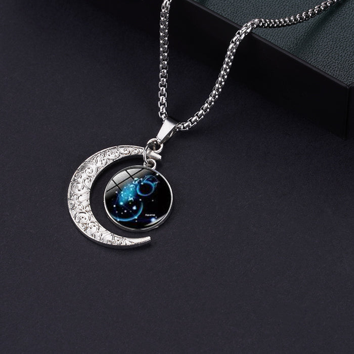 Wholesale Necklace Stainless Steel Zodiac Moon MOQ≥2 JDC-NE-YonY001