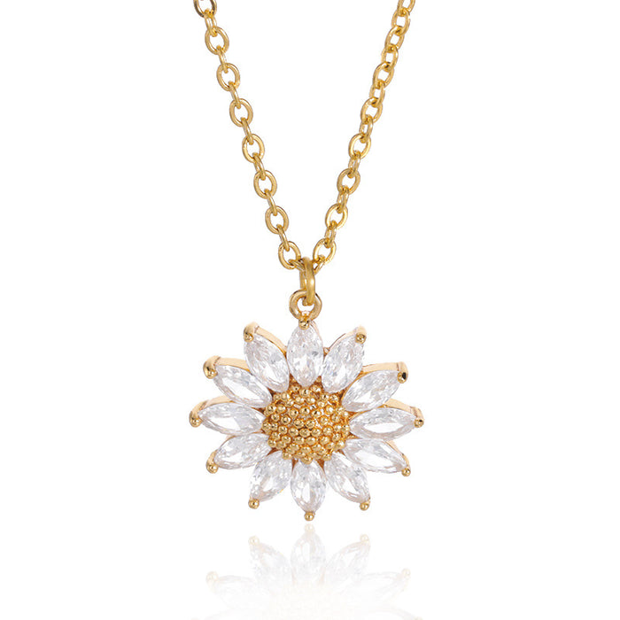 Jewelry WholesaleWholesale Sunflower Diamond Zircon Sunflower Clavicle Necklace JDC-NE-MJ009 Necklaces 萌葭 %variant_option1% %variant_option2% %variant_option3%  Factory Price JoyasDeChina Joyas De China