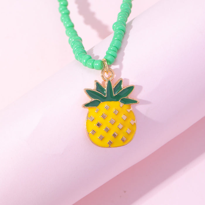 Wholesale Necklace Alloy Kids Cute Pineapple Beaded Necklace MOQ≥2 JDC-NE-ZJ042