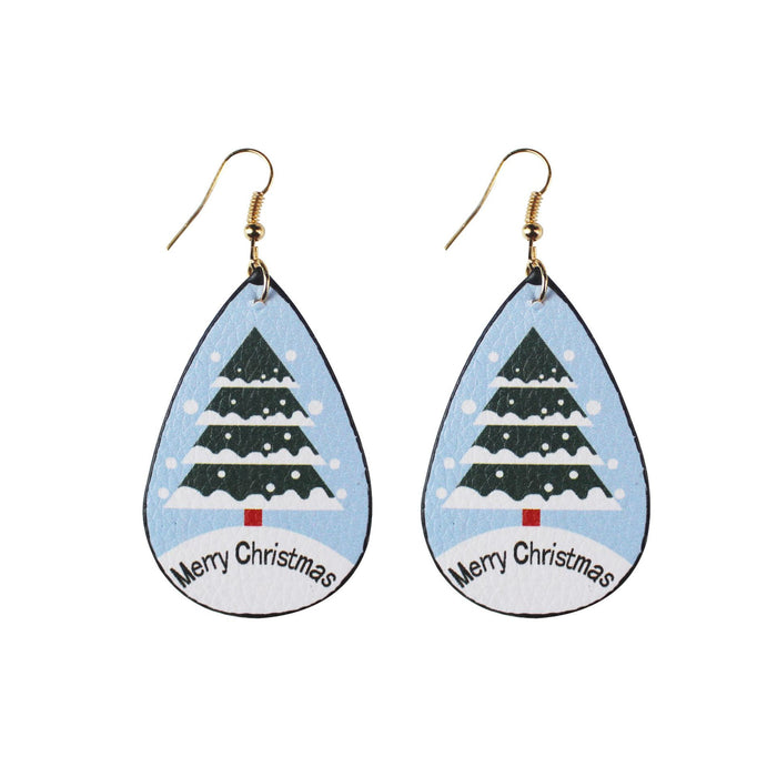 Wholesale Earrings Leather Christmas Drop Shape MOQ≥2 JDC-ES-TianPi026