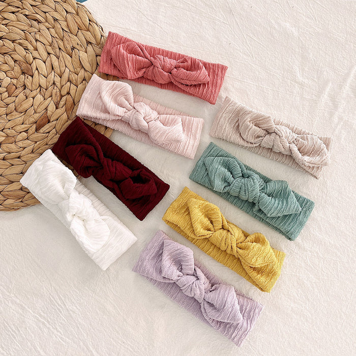 Wholesale Headband Gauze Pleated Cloth Baby Knotted Rabbit Ears Elastic JDC-HD-DanN004