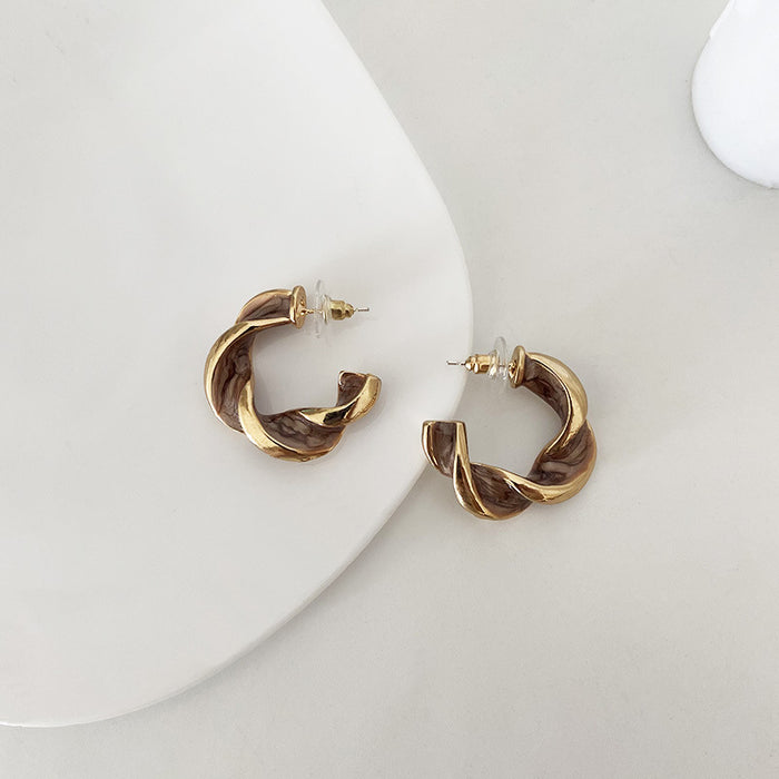 Wholesale Oil Spiral Stud Earrings Metal Earrings JDC-ES-LIUM052