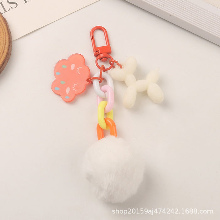 Wholesale Keychains Plastic Cute Hairball Puppy MOQ≥2 JDC-KC-YiHan038