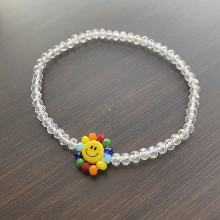 Jewelry WholesaleWholesale smiley face stretch colorful sunflower crystal pearl rice bead ring bracelet JDC-BT-LiX005 Bracelet 利兴 %variant_option1% %variant_option2% %variant_option3%  Factory Price JoyasDeChina Joyas De China