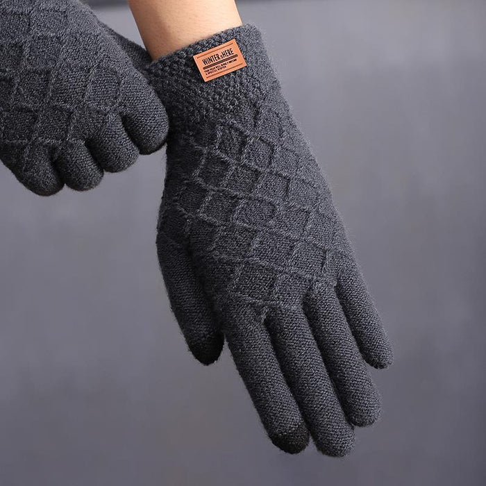 Wholesale Gloves Acrylic Thickened Jacquard Knit Warm Touch Screen JDC-GS-HaiL009