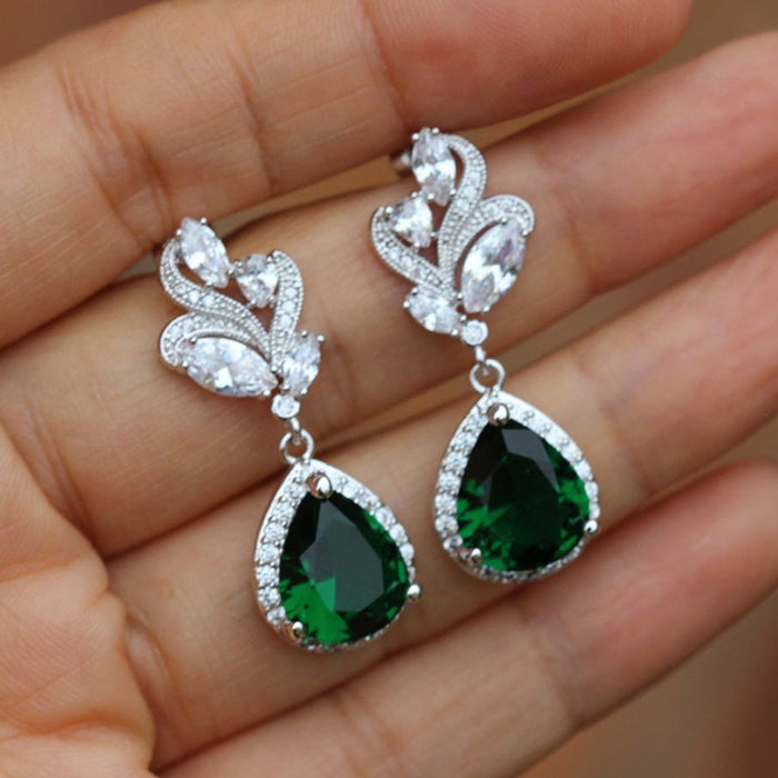 Wholesale Earrings Copper Zircon Drop Shape MOQ≥2 JDC-PREMCAOS-ES-012