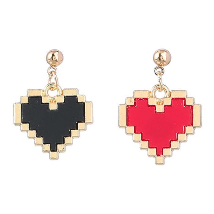 Wholesale plastic pixel style love earrings girl heart MOQ≥2 JDC-ES-jiul004