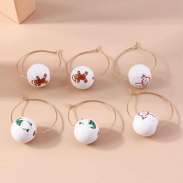 Wholesale Earrings Wooden Santa Christmas Tree Elk Balls JDC-ES-yseng003