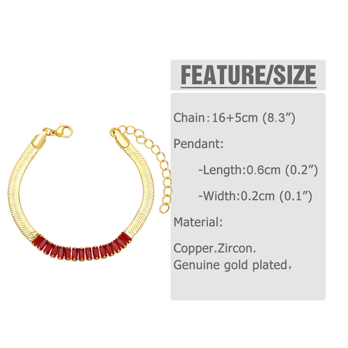 Wholesale Bracelet Copper Plated 18K Gold Zircon Colored Snake Bone Chain JDC-PREMAS-BT-021