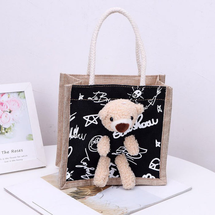 Jewelry WholesaleWholesale cute bear canvas personalized graffiti Bento bag hand bag  (F) JDC-HB-Aiben005 Handbags 艾奔 %variant_option1% %variant_option2% %variant_option3%  Factory Price JoyasDeChina Joyas De China