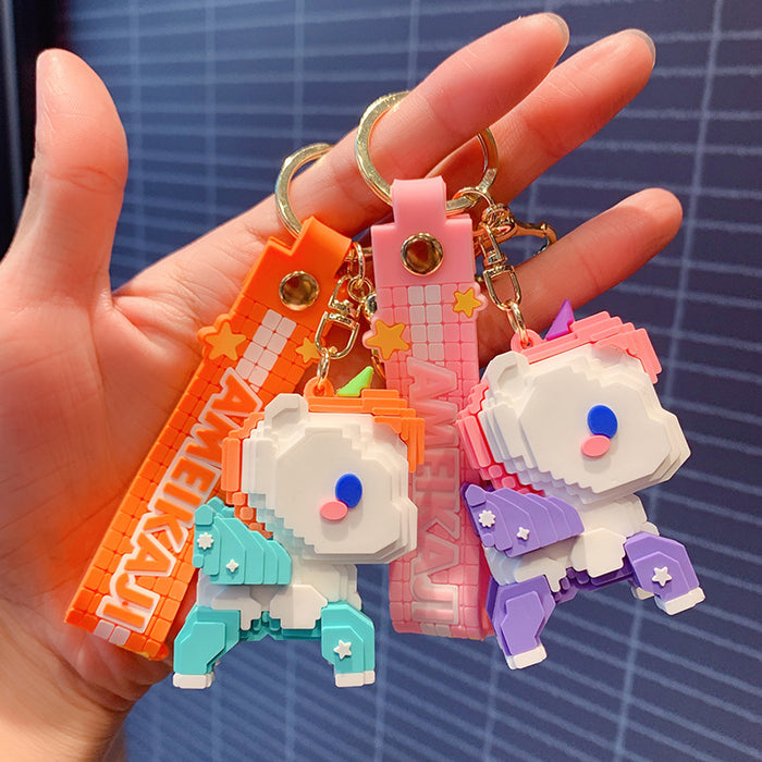 Wholesale personalized building blocks Pegasus doll keychain car pendant JDC-KC-OShi017