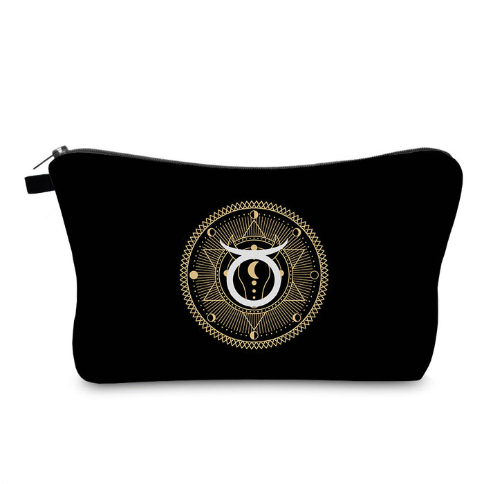 Wholesale Waterproof Black Cosmetic Bag 12 Constellation Printing JDC-CB-XinD009