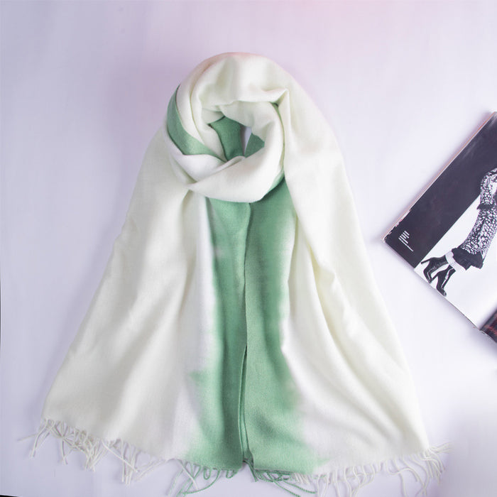 Wholesale Scarf Imitation Cashmere Gradient Thickened Thermal Shawl JDC-SF-Randai004