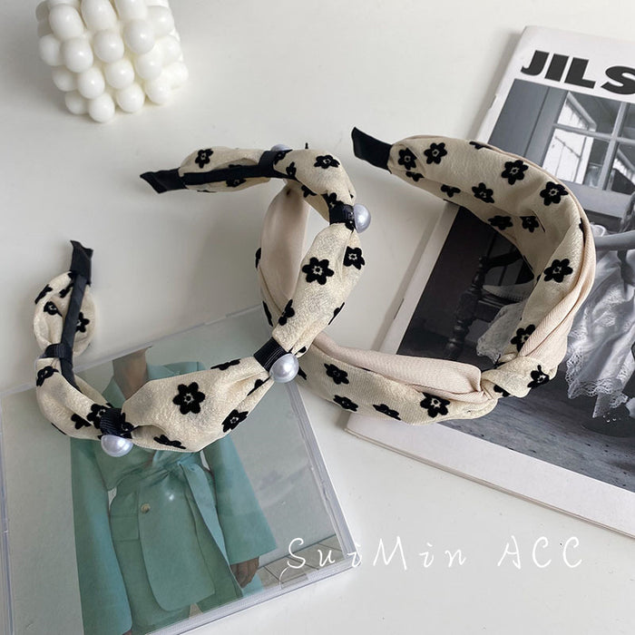 Wholesale headband pearl daisy thin edge cross JDC-HD-Suim006