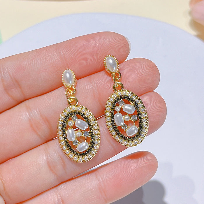 Wholesale Earrings Metal Petite Pearl Rhinestones JDC-ES-PH005