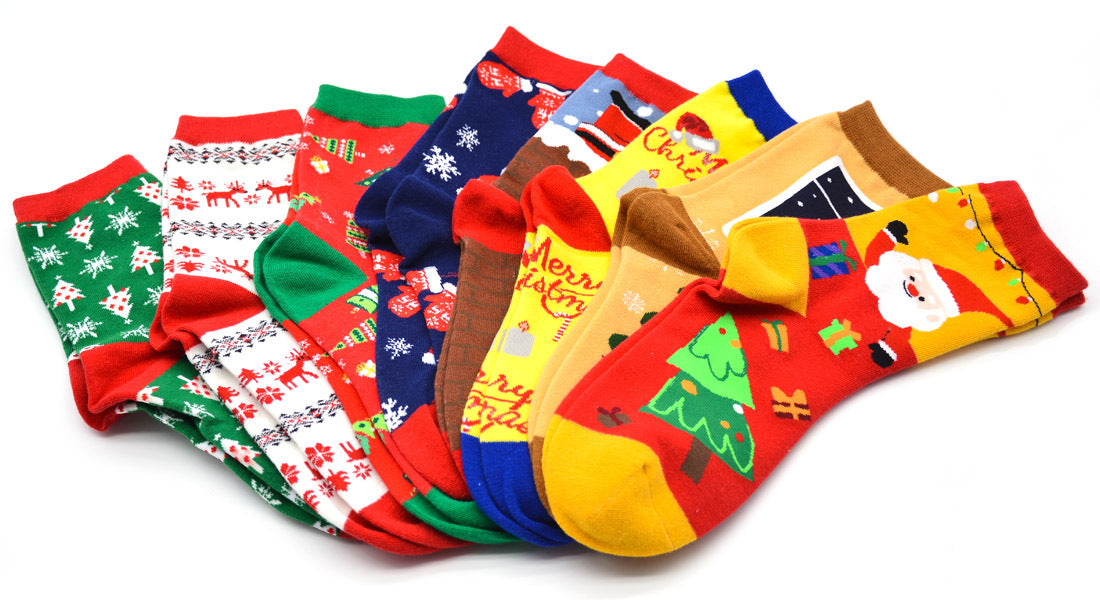 Wholesale Sock Cotton Mid Tube Sweat Absorption Christmas Series 12pcs JDC-SK-JunP002