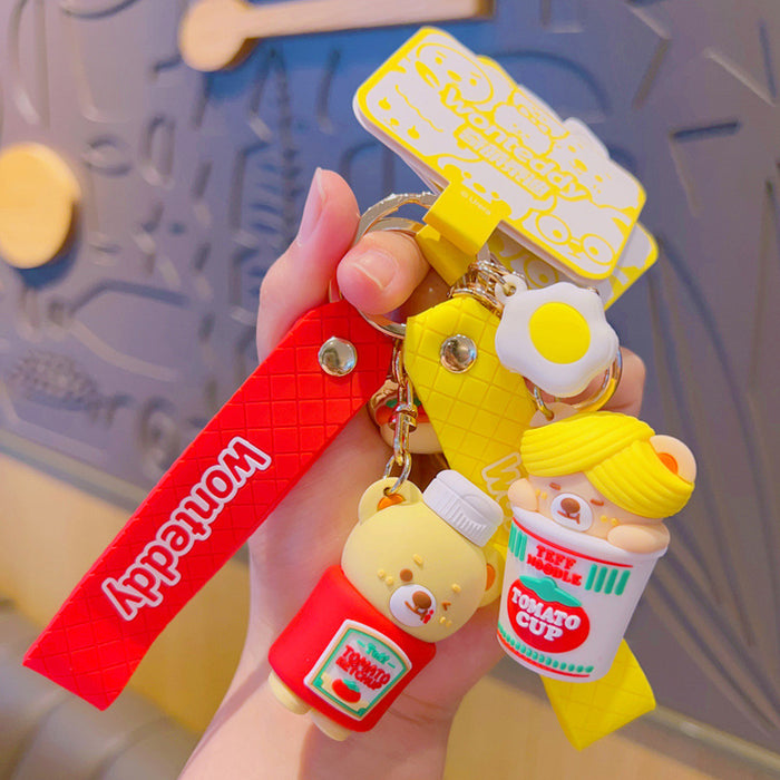 Wholesale Keychains PVC Foodie Teddy Cute MOQ≥2 JDC-KC-YDao045