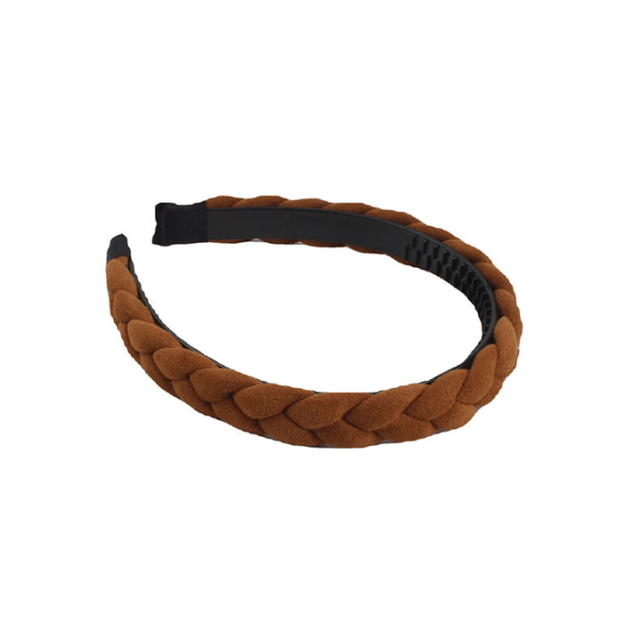 Wholesale Leather Fleece Twist Braid Braided Headband High Skull Top Wide Side JDC-HD-LeiY001