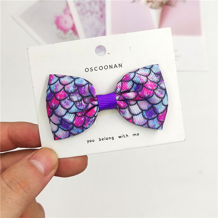 Wholesale pure fish scales multicolor girl bow hair tie hair clip JDC-HC-Junm006