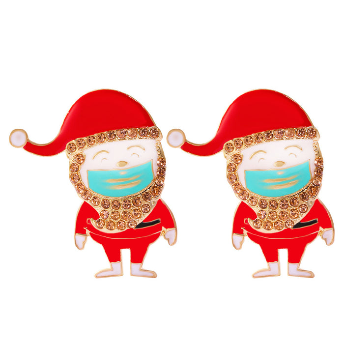 Wholesale Earrings Alloy Drop Oil Christmas MOQ≥2 JDC-ES-SHIYU002