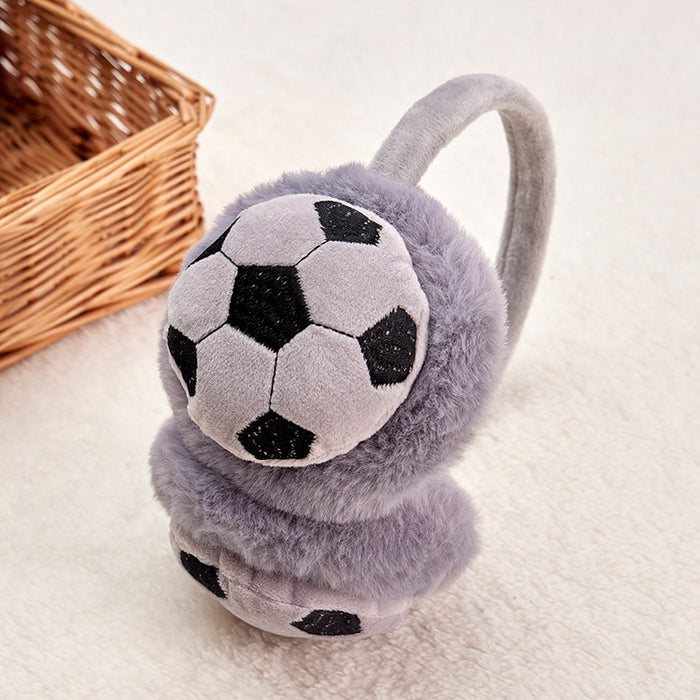 Wholesale Earmuff Plush Warm Cartoon Football Kids Retractable JDC-EF-JiaH007