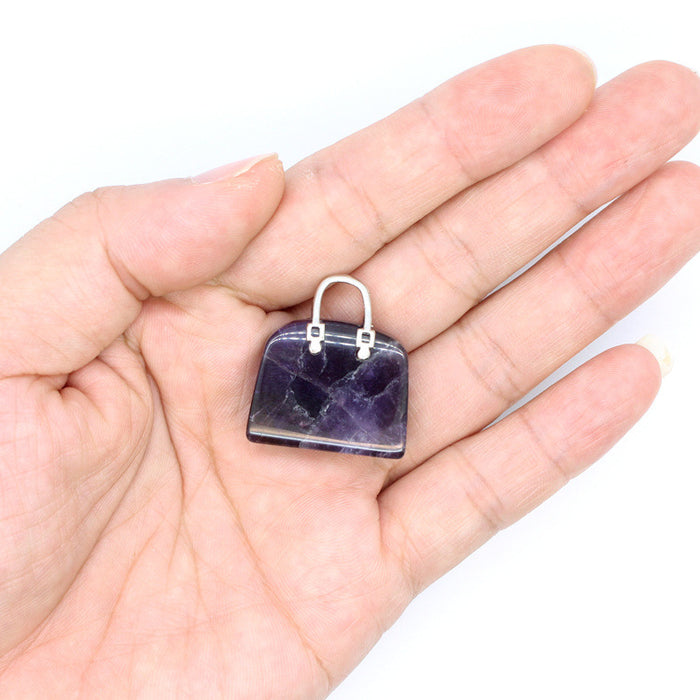 Wholesale Necklace Natural Stone Personality Women's Handbag Pendant MOQ≥2 JDC-NE-Jinshe008