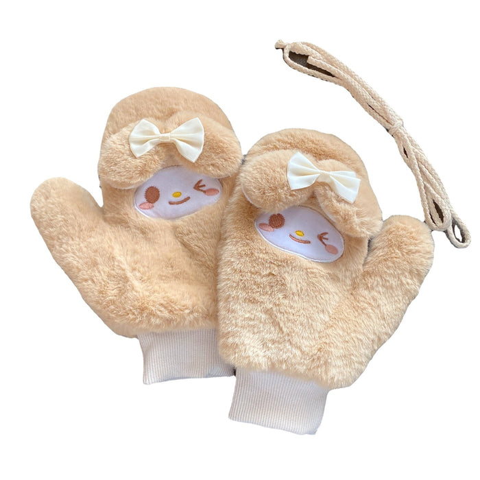 Wholesale Gloves Polyester Plus Velvet Cute Cartoon Bow Bunny MOQ≥2 JDC-GS-JingZ007