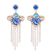 Jewelry WholesaleWholesale Blue Rhinestone Tassel Earrings JDC-ES-JL924 Earrings 氿乐 %variant_option1% %variant_option2% %variant_option3%  Factory Price JoyasDeChina Joyas De China