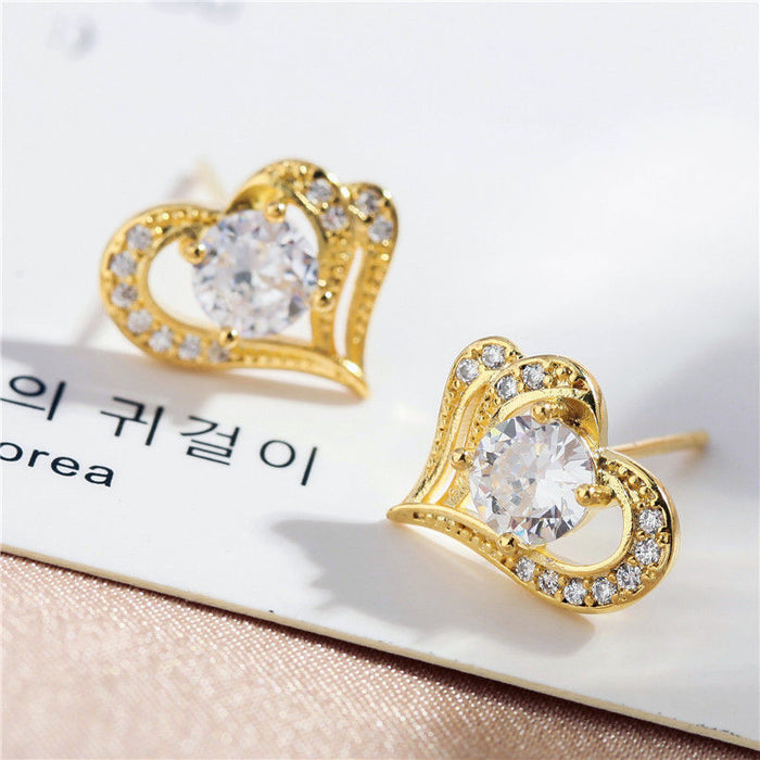 Wholesale 925 Silver Needle Heart Shape Simple Temperament Love Earrings JDC-ES-JYS011