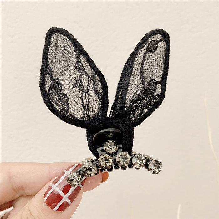 Wholesale Lace Rabbit Ear Grab Clip Rhinestone Hair Clip JDC-HC-Donghui003