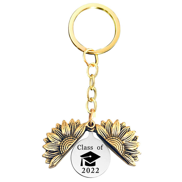 Jewelry WholesaleWholesale Sunflower Graduation Season Electroplated Metal Keychain JDC-KC-GangGu019 Keychains 钢古 %variant_option1% %variant_option2% %variant_option3%  Factory Price JoyasDeChina Joyas De China