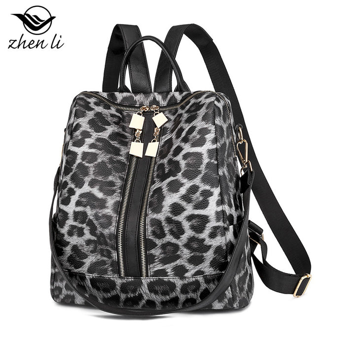 Wholesale Backpack PU Leopard Cow Pattern Bag JDC-BP-ZLD001