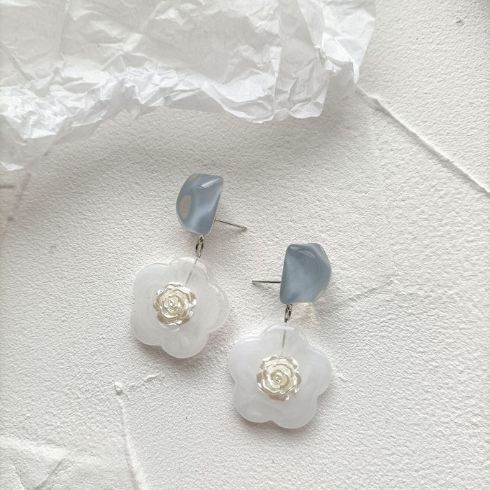 Jewelry WholesaleWholesale S925 silver flower ink water wave Blue White Earrings JDC-ES-MiH010 Earrings 米穗 %variant_option1% %variant_option2% %variant_option3%  Factory Price JoyasDeChina Joyas De China