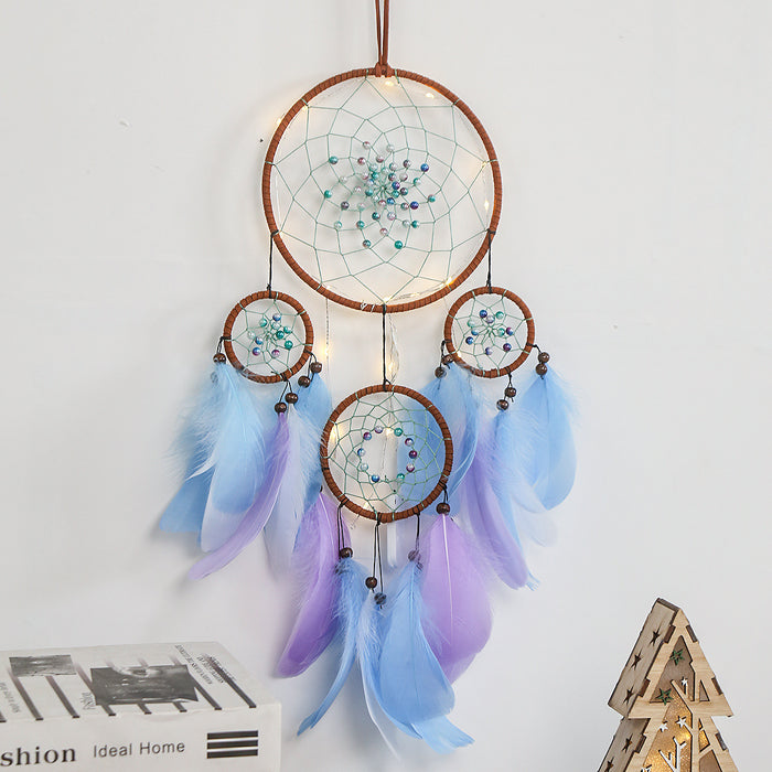 Jewelry WholesaleWholesale Wall Decoration Feather Iron Hoop Dreamcatcher MOQ≥2 JDC-DC-MengS011 Dreamcatcher 萌颂 %variant_option1% %variant_option2% %variant_option3%  Factory Price JoyasDeChina Joyas De China