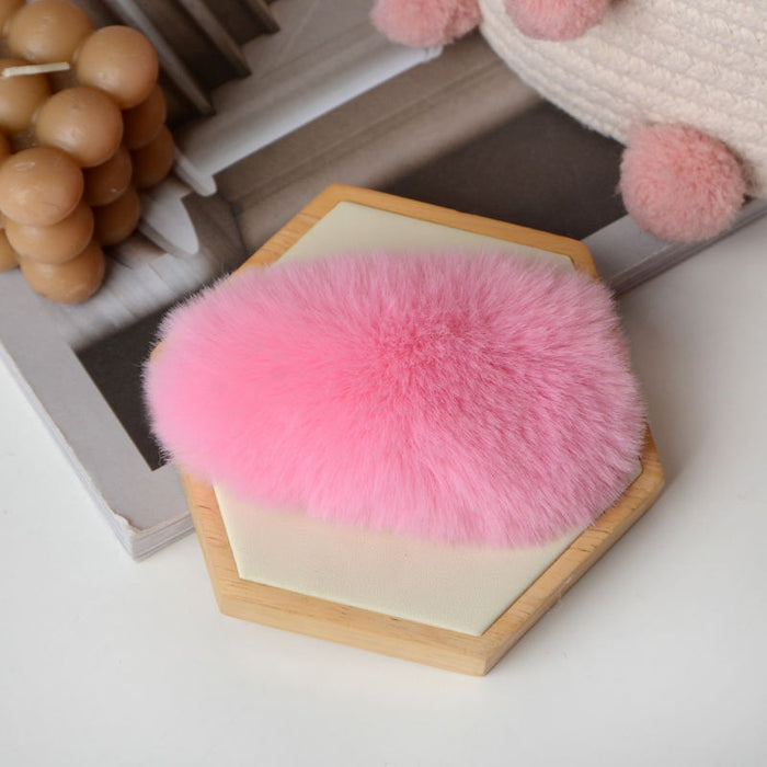 Wholesale Hair Clips Faux Rex Rabbit Fur Plush Cute Peach Heart MOQ≥2 JDC-HC-YEYE001