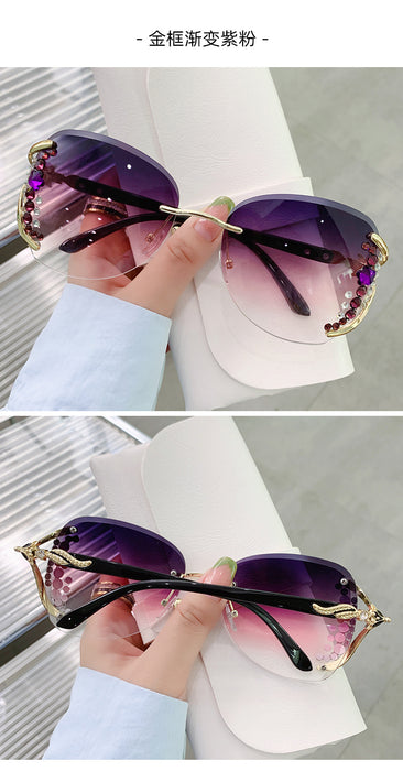 Wholesale rimless cut edge women UV protection diamond sunglasses JDC-SG-ZhanH005