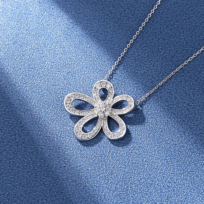 Wholesale Necklace Women's Five Petal Flower Micro-set Zircon Pendant JDC-NE-BLX059