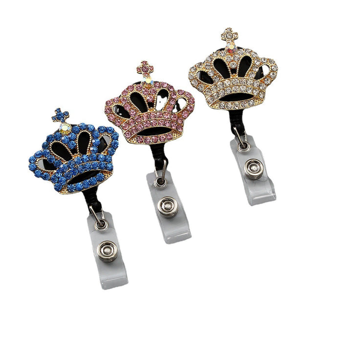 Wholesale Keychains For Backpacks Diamond Crown Easy Pull Buckle ID Card Buckle MOQ≥3 JDC-KC-WHao003