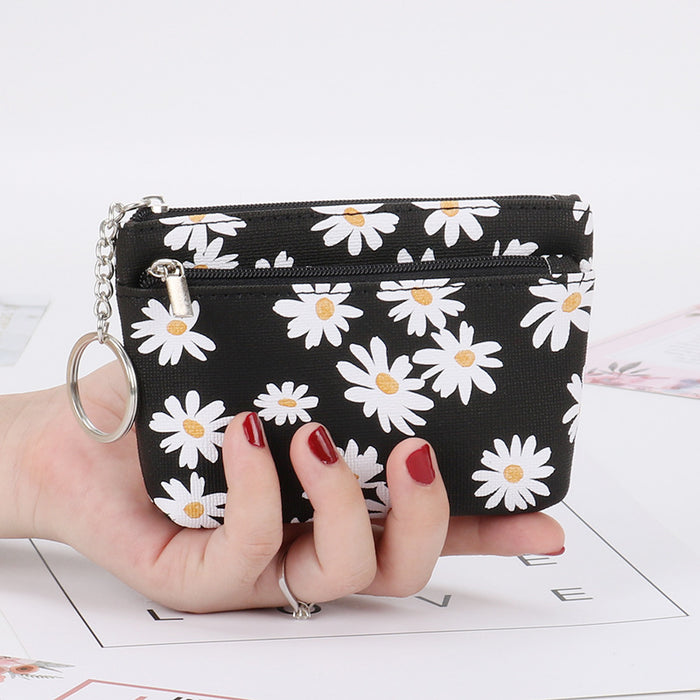 Wholesale PU Leather Daisy Coin Purse Keychain Wallet JDC-KC-ShMei002