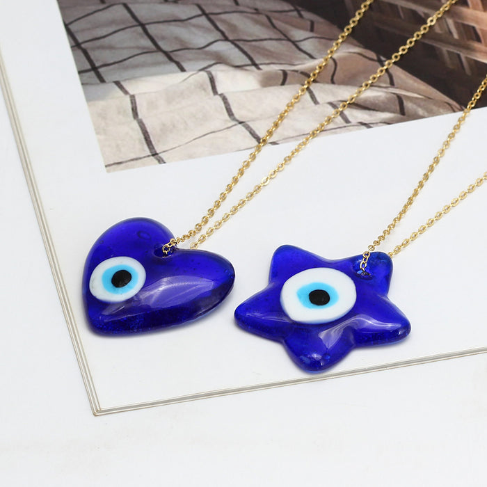 Wholesale Necklace Glass Love Pentagram Evil Eye MOQ≥2 JDC-NE-BaiDing008