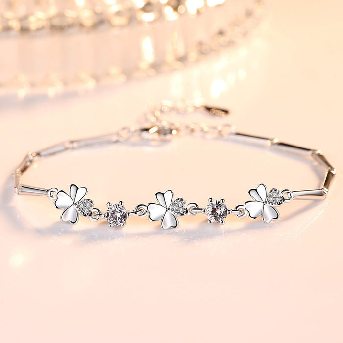 Wholesale Bracelet Zircon Four Leaf Clover Rotating Flower JDC-BT-JinSH003