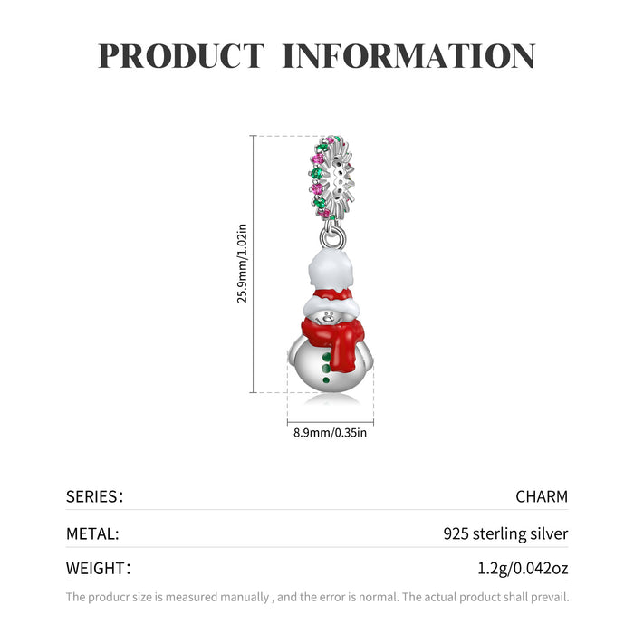 Wholesale Charms S925 Sterling Silver Christmas Snowman DIY JDC-CS-MC004