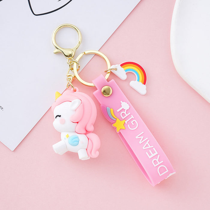 Wholesale Cartoon Rainbow Unicorn Keychain Cute Exquisite Car Keychain JDC-KC-XiangY013