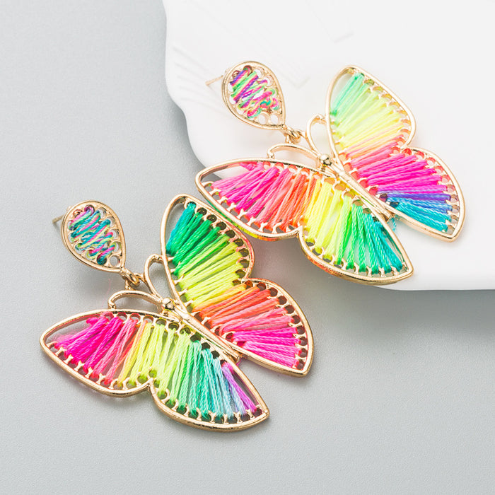 Wholesale Alloy Hand Braided Butterfly Earrings Creative Exaggeration JDC-ES-hemin033