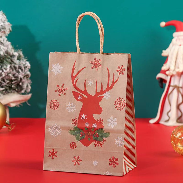 Wholesale Gift Bag Kraft Paper Christmas Tree Elk Party Gift Bag MOQ≥12 JDC-GB-Ganrui016