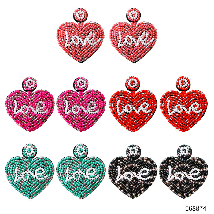 Jewelry WholesaleWholesale LOVE Heart Shaped Rice Bead Earrings MOQ≥2 JDC-ES-GSJM088 Earrings 杰米 %variant_option1% %variant_option2% %variant_option3%  Factory Price JoyasDeChina Joyas De China